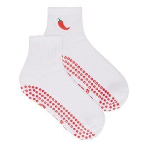 Souls. Spicy Grip Socks in White Red Medium/Large New Womens Barre Yoga